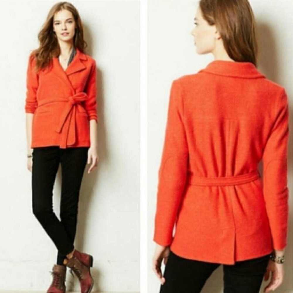 NEW Anthropologie Sparrow Celeste Orange Wool Jacket